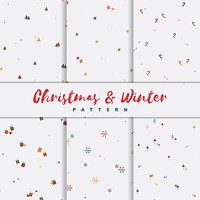 Christmas and winter pattern background set