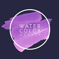 Round purple watercolor banner vector