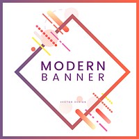 Modern diamond banner in colorful frame illustration