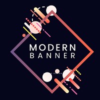 Modern diamond banner in colorful frame illustration