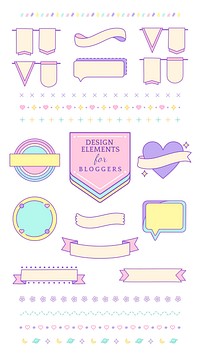 Cute pink design elements for bloggers vector