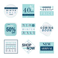 Set of winter sale badge vectors