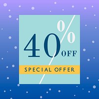 40% off special offer badge vector