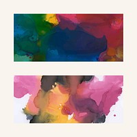 Colorful ink watercolor textured background set