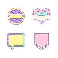 Set of cute and girly badge vectors