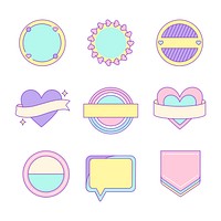 Set of cute and girly badge vectors