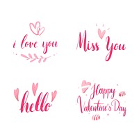 Set of valentines day typography vector