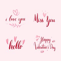 Set of valentines day typography vector