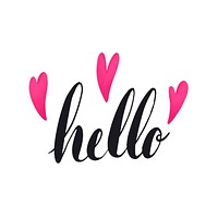 The word hello typography decorated with hearts vector
