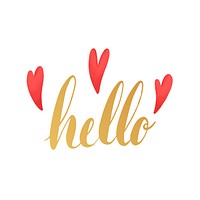The word hello typography decorated with hearts vector