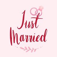 Just married typography vector in red