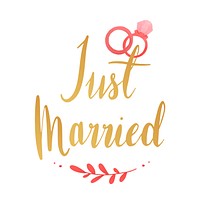 Just married typography vector in golden