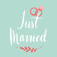 Just married typography vector in white