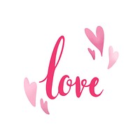 Love typography decorated with hearts vector