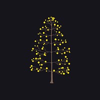 Tree with yellow round leaves vector