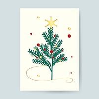 Decorated Christmas tree card design vector