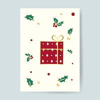 Christmas present with a golden ribbon card vector