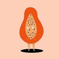 Half of fresh ripe papaya cartoon character vector