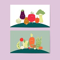 Various vegetable cartoon characters vector set
