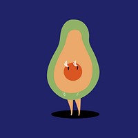 Half of avocado cartoon character vector