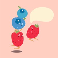 Fresh berry fruits with a blank speech bubble cartoon character vector
