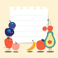 Paper note for copyspace with funny fruits vector