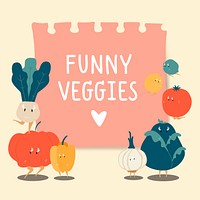 Paper note with funny veggies vector