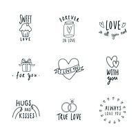 Symbols of love icon set vector