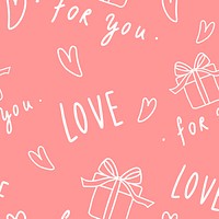 Love and heart pattern seamless pink background vector
