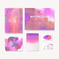 Purple watercolor style banner vector set