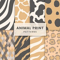 Set of seamless animal print pattern vectors