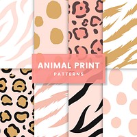 Set of seamless animal print pattern vectors