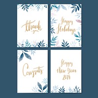 Set of water color cards design vector