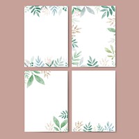 Set of leaves in watercolor with copy space