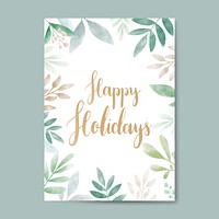 Happy Holidays watercolor card design vector