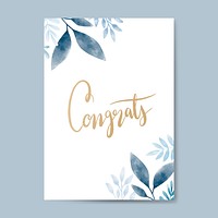 Congrats watercolor card design vector