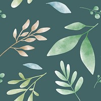 Watercolor green leaf patterns vector
