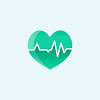 heart with cardiograph icon medical illustration