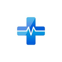 Red cross symbol with cardiograph vector