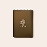 Spiral brown notebook mockup isolated vector