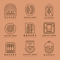 Coffee and pastry shop logo vector set