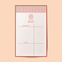 Coffee menu template isolated vector