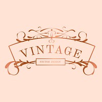 Vintage rose gold art nouveau badge vector