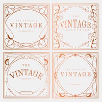 Luxurious vintage art nouveau badge vector set