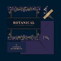Purple and blue botanical element card design vector