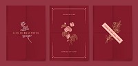 Valentine&#39;s day floral card vector design set