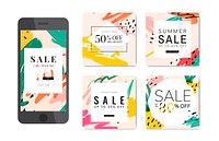 Memphis design with summer sale collection vector