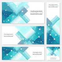 Blue and white futuristic technology background vector collection