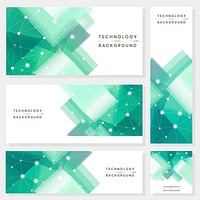 Green and white futuristic technology background vector collection