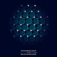 Blue hexagon network technology background vector